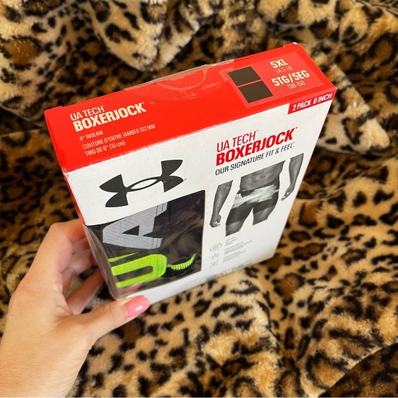 UNDER ARMOUR UA Tech BoxerJock 2-Pk 6" Inch Mens Size 5XL Black Neon Lime NWT - Picture 7 of 9